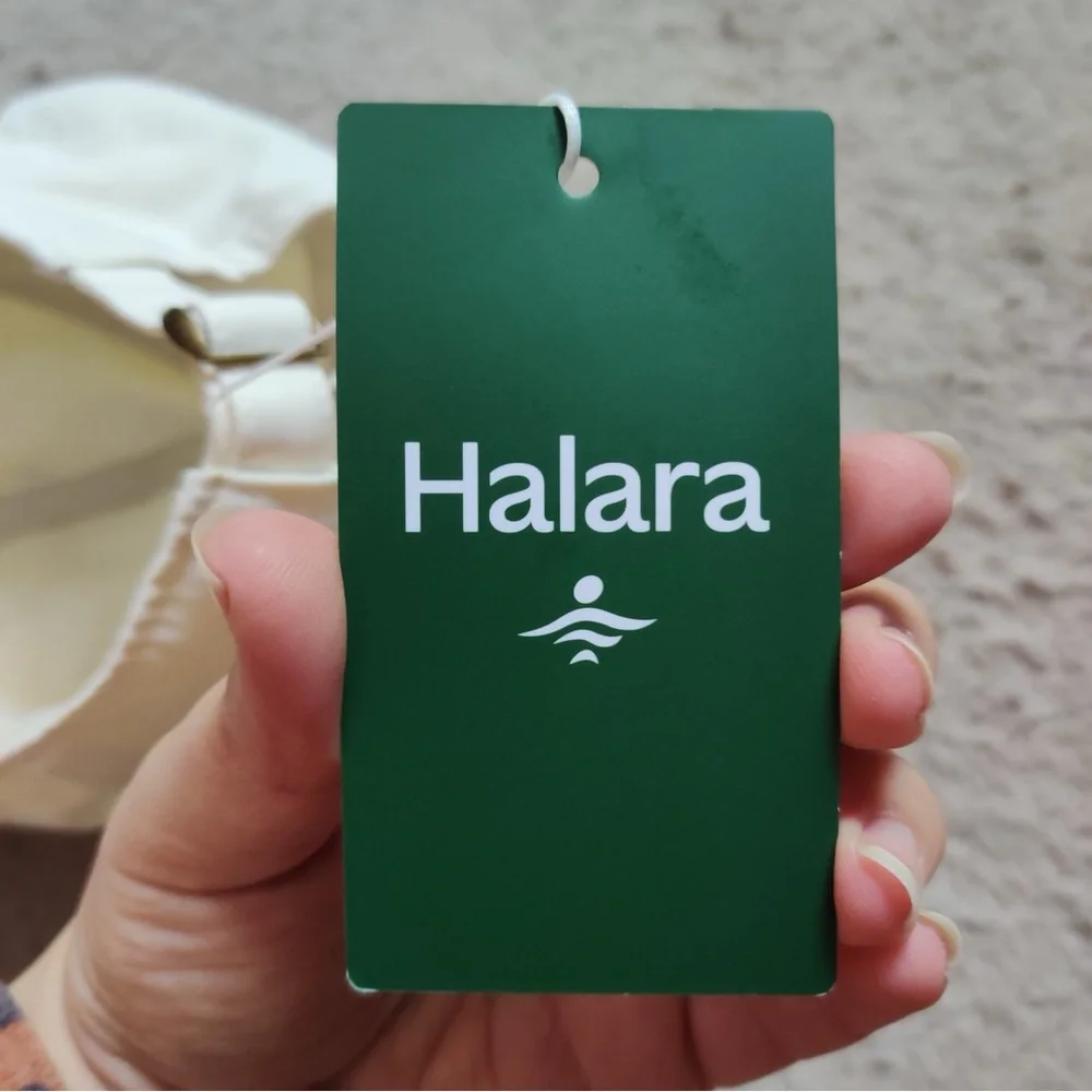 HALARA Logo Baseball Cap Hat Star White Cream NWT Green Letters Embroidered OS - Picture 3 of 7